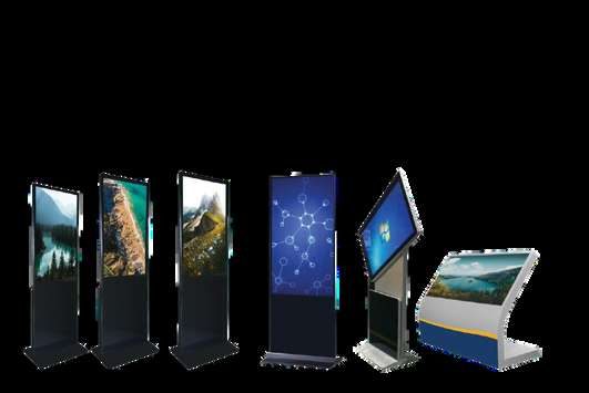 Deretan totem digital signage untuk area publik